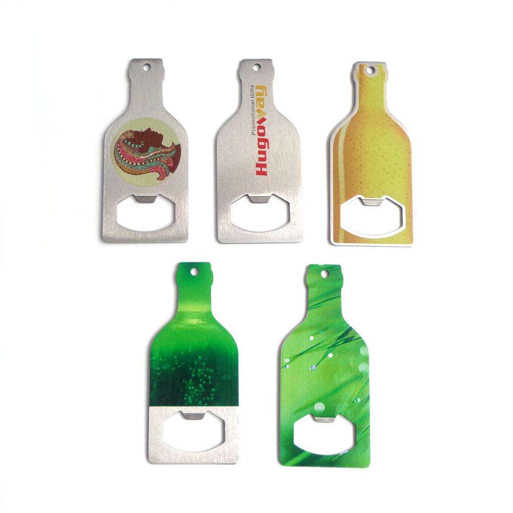 Oem デザインの注文のビール瓶の形のステンレス鋼の栓抜きの片面の注文のロゴ