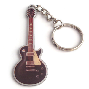 カスタム新しいプリントお土産ギター形状プリントメタルキーチェーン