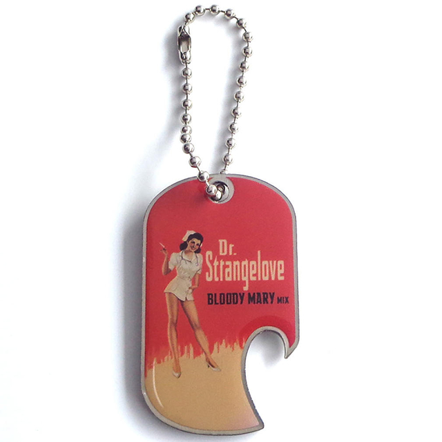 ロゴをプリントしたメタルドッグタグステンレススチールボトルオープナー、ボールチェーン付きをカスタマイズ