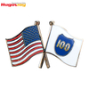 カスタムお土産エナメル旗バッジ亜鉛合金合成エナメルピン小旗ツイン旗ラペルピン